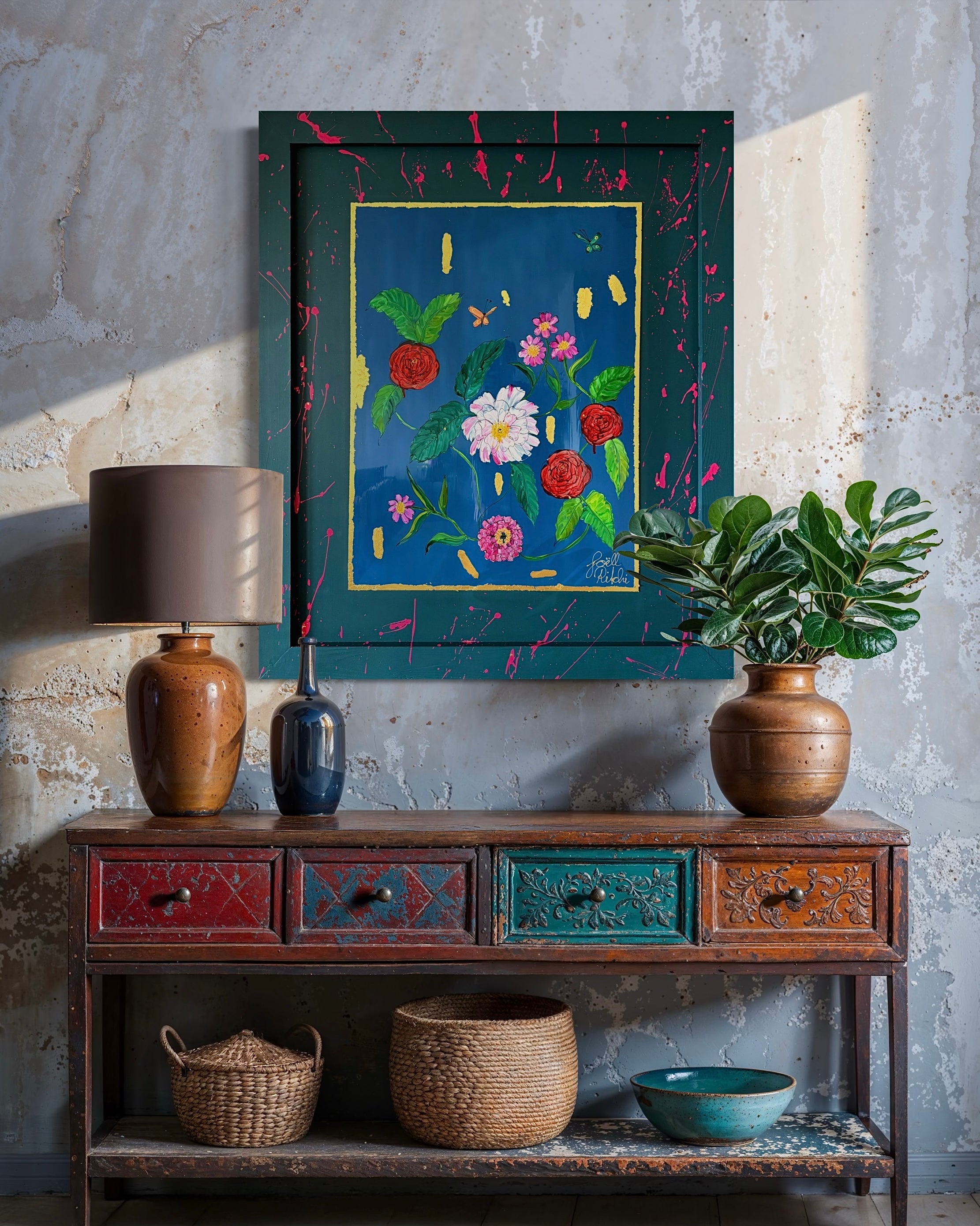 Schilderij | Indigo Floral (Blue on Blue)