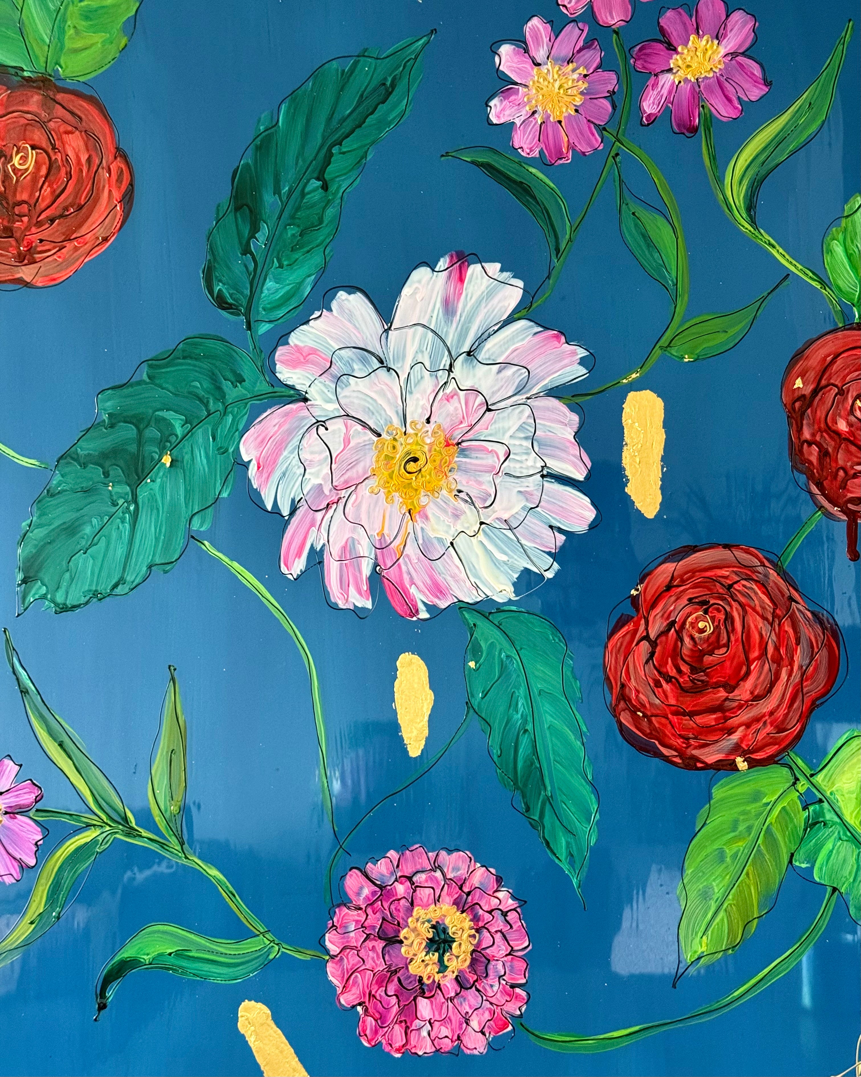 Schilderij | Indigo Floral (Blue on Blue)